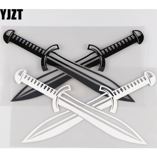 YJZT 19CM*9.7CM Double Sword Pattern Creative Car Sticker Decorative Vinyl Decal 1A-0324