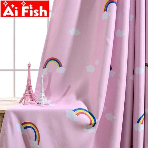 Cartton Window Treatments Childrens Bedroom Boys Girls Shade Curtains Finished Rainbow Print Curtains For Living Room MY079-3