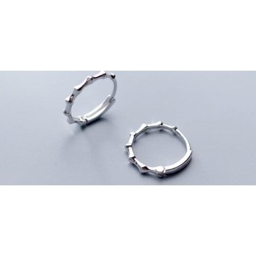 MloveAcc Real 925 Sterling Silver Ethnic Bamboo Geometric Round Hoop Earrings for Women Party Minimalist Fashion Jewelry