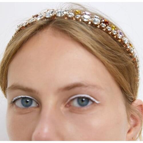 ZA Fashion Luxurious Rhinestone Headband Full Crystal Hairband Headpiece Wedding Party Ladies Girls Hair Accessories Solememo