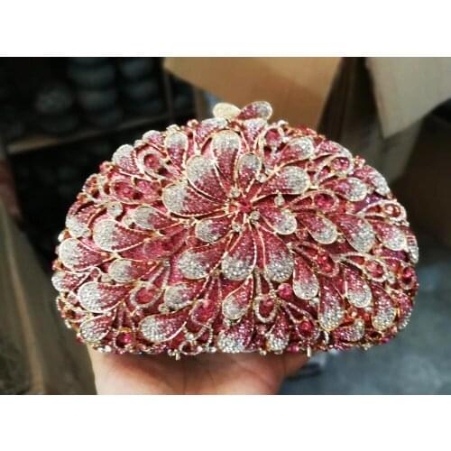 Female Evening Clutch Crystal Bags Gold Party Purse Wedding Bridal Shoulder Handbag Fashion Women Prom Pouch Lady Chain Clutches