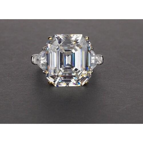 2019 New fashion brand Big rectangle AAAAA+ Zircon Wedding ring for woman Top quality S925 Silver color CZ jewelry Womens rings