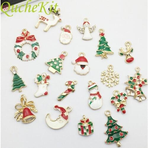 10pcs Christmas Alloy Pendant Set With Drill New Year Drop Ornaments Drip Hanging Christmas Decoration Supplies Jewelry Crafts