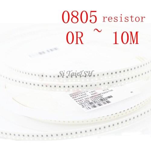 100Pcs 0805 SMD 1/8W chip resistor 0R ~ 10M 0 10R 100R 220R 330R 470R 1K 4.7K 10K 47K 100K 0 10 100 330 470 ohm