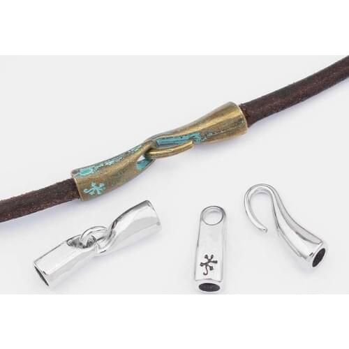 5Sets Greek Bronze Carved Gecko Hook Clasp Bracelet Findings For 5mm 6mm Round Leather Cord Bracelet Jewelry Making