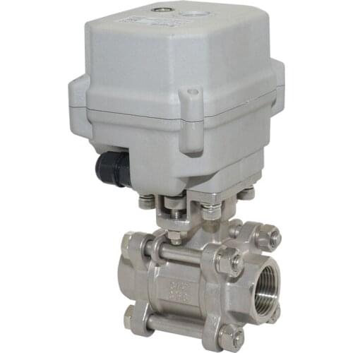 3-Piece Stainless Steel Motorized Ball Valve 1/2''-1'' 2-Way DN15-DN25 BSP/NPT Electric Actuated Valve