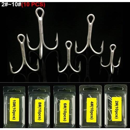5pcs/lot 2# 4# 6# 8# 10# High Quality Durable Super Strong Treble Hooks High Carbon Steel Carp Fishing Hooks Accessories