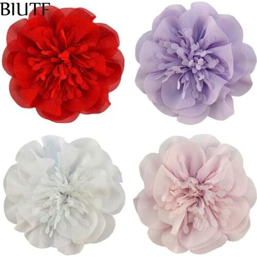 500pcs/lot 3.6'' Handmade Chiffon Flower Blossom Wedding Decoration Kids Boutique Headwear Accessories TH298