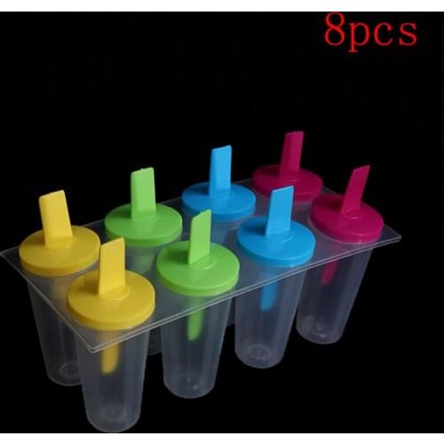 8Pcs Kitchen Gadget Cylindrical Ice Mold DIY Ice Cream Lolly Maker Mould Frozen Popsicle Yogurt Mold Home DIY Ice Cream Mold