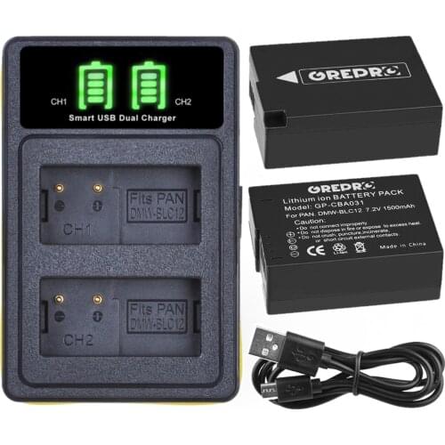 DMW BLC12 BLC12E Battery and Charger for Panasonic DMW-BLC12 Lumix FZ1000 DMC-FZ200 FZ300 FZ2500 G5 G6 G7 GX8 GH2 G85