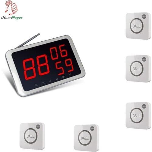 Wireless Calling System Waiter Call System Restaurant Call System Three Groups Number Display Receiver With 5 Push Button