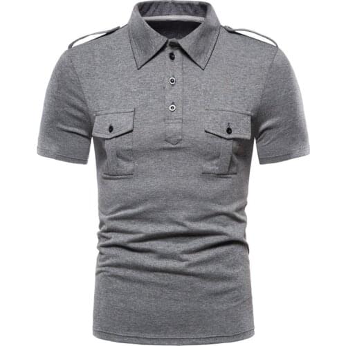 Brand POLO shirt mens short-sleeved POLO shirt pure cotton new summer mens military uniform double pocket casual fashion