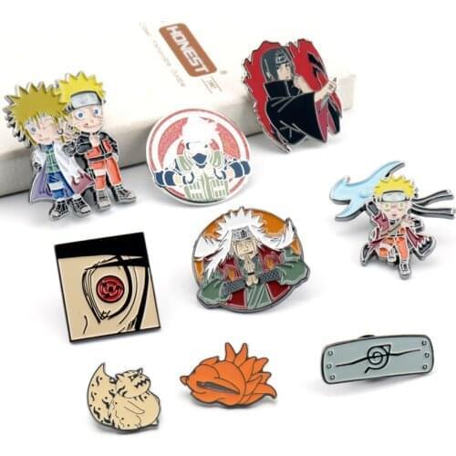 Badges Brooch Cartoon Figure Enamel Pin Jewelry Uzumaki/Uchiha Sasuke Pins Brooches for Women Men Kids Gift XZ1111