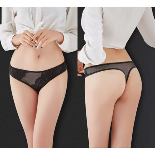 Ladies Bikini Cotton Crotch Transparent Lingerie Womens Sexy Panties Thong G-String Low-Rise Underwear Women for Girls