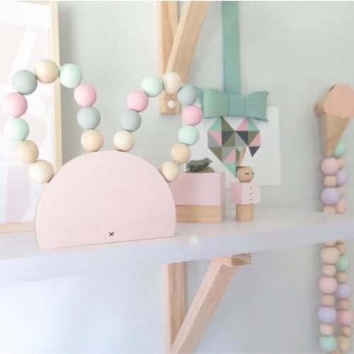 Nordic Style Wood Beads Rabbit Ear Ornament Children 's Room Decoration Photography props Wooden Bunny Beads Decor Kids Gift