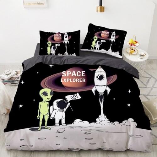 Cartoon Childrens Bedding set for kids baby girls Duvet cover set pillow case Bed linens Quilt cover 135 140x200 Space EXPLORER
