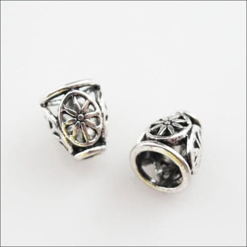 40Pcs Tibetan Silver Color Flower Cone End Bead Caps Craft DIY 8x9mm
