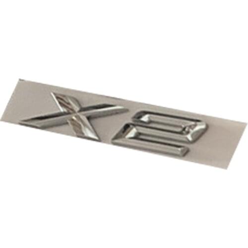 Letter Number Emblem for BMW X2 Trunk Model Name Badge Car Styling Refitting Sticker Chrome Silver