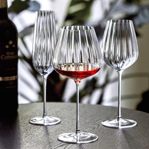 Europe Transparent Ripple Crystal Glasses Luxury Household Goblet Creative Champagne Glass Red Wine Glasses Romantic Wedding Cup