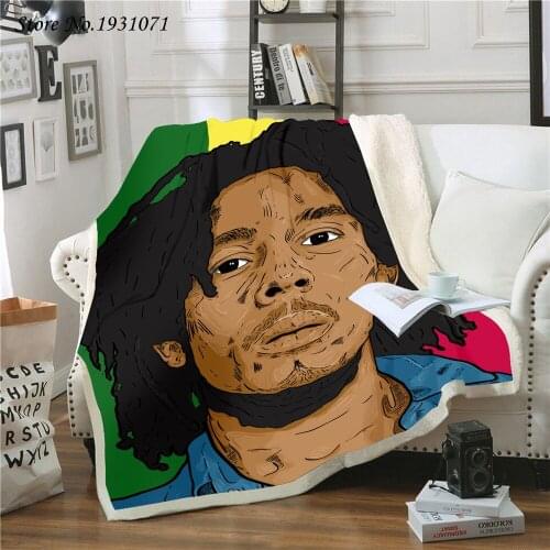 Reggae Singer Bob Marley 3D Printed Fleece Blanket for Beds Thick Quilt Fashion Bedspread Sherpa Throw Blanket Adults Kids 08