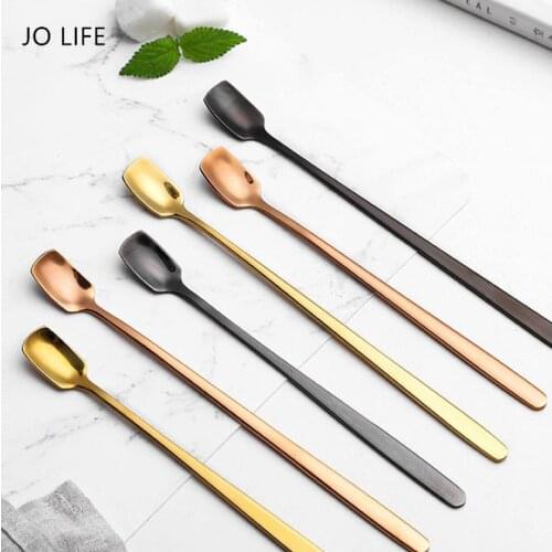 JO LIFE Long Handle Stainless Steel Mixing Spoon Kitchen Drinking Ice Cream Tea Coffee Cocktail Stirring Spoon New