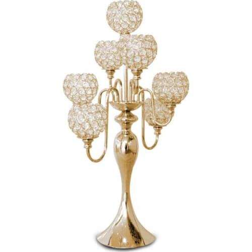 Crystal 7 Arms Candelabra Floral Riser Wedding Centerpieces Flower Ball Stand 70cm Tall Wedding Decorations