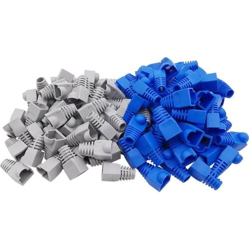 RJ45 CAT5E CAT6 Adapter Cap Ethernet Network Cable Connector Boots RJ-45 Plug Sheath Cover Protective Sleeve Blue Grey
