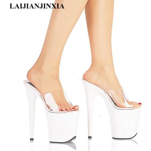 LAIJIANJINXIA 2019 New 17cm High Heels Slippers Summer Designer Brand Women Shoes Fashion Platform Ladies Slippers