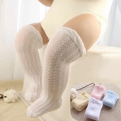 Summer Thin Newborn Baby Child Loose Socks Mosquito Cotton Baby Socks Hollow Out Infant Knee High Socks for Girls Boys Stockings