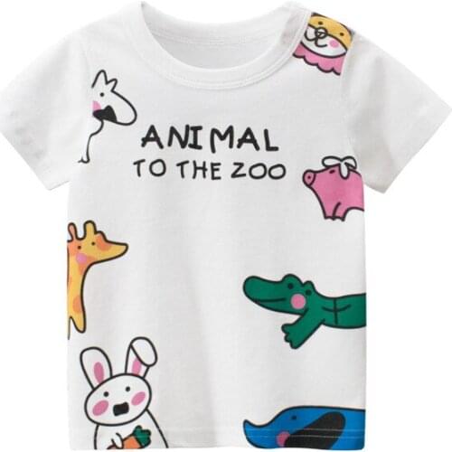 HT Summer Children T-Shirt Girls/Boys 2020 Animal Print Cotton Tops Cartoon Clothes New Arrive Tee