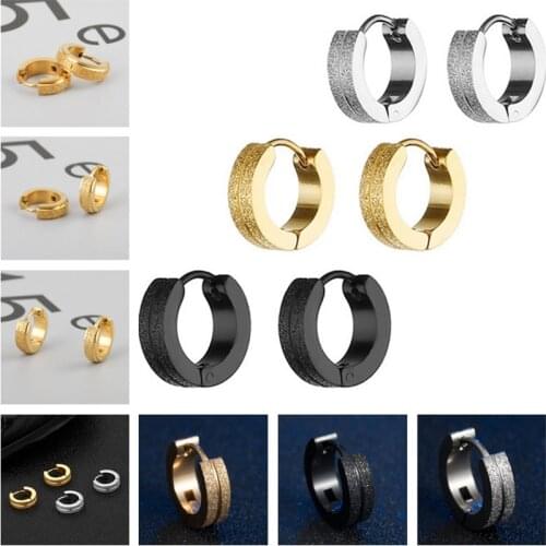 Fashion Earrings Mens Round Titanium Steel Earrings Mens Jewelry Accessories Hipster Rock Style Punk Circle Earrings For Men