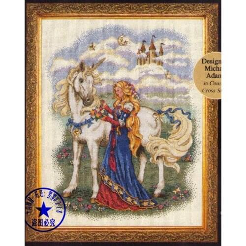 14/16/18/27/28 Gold Collection Lovely Counted Cross Stitch Kit Fairy Angel Girl Princess and Unicorn Fairyland Kingdom dim 72379