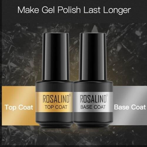 ROSALIND Base & Top Coat Gel Polish Set 2Pcs Sock Off UV/LED Lamp Keep Your Nails Bright And Shiny For A Long Time Gel Polish