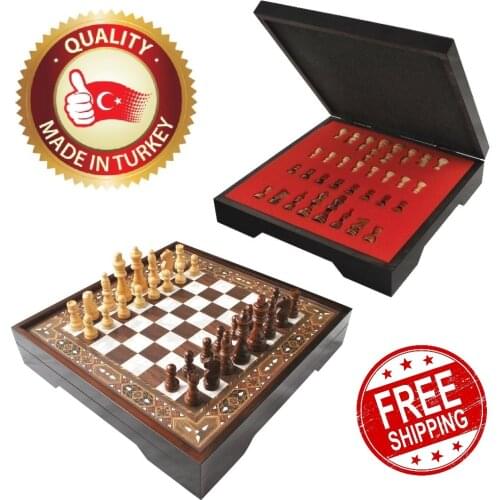Chess Set Large 30x30x7 CM Top Quality Orient Pearl Wooden Box Folding Game Board Interior Storage Wood Checkers Gift Ajedrez