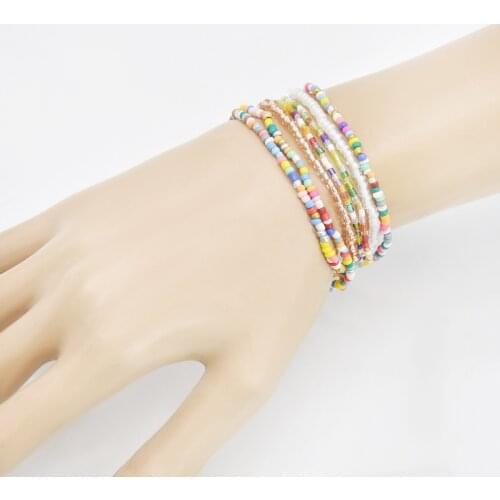 New Fashionable Bohemian Colored Resin Rice Beads Beaded Bracelet for women Trendy Y2K Millennial Style Sexy Bracelet Jewelry
