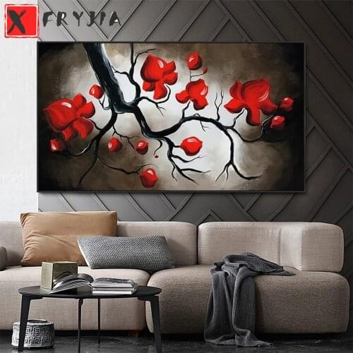 Full square Round drill Diamond embroidery Abstract art, red flower 5D DIY diamond Painting Cross Stitch Rhinestone Mosaic