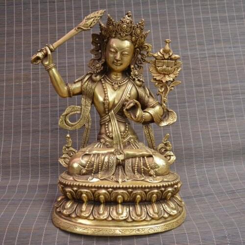 Rare Antique Tibet copper sculpture,26cm(H),Blue Tara buddhu,Hand-carving crafts,Collection&Adornment,Free shipping