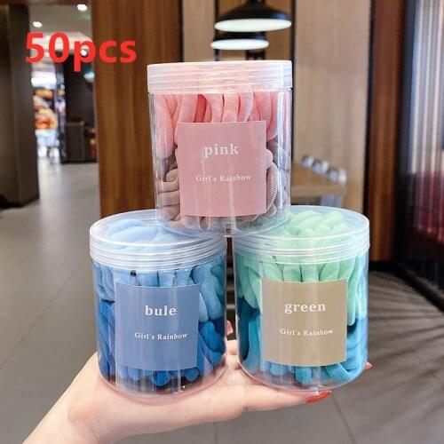 New Fashion Girls Candy Color Hair Tie with Box Kids S Ice Cream Color Hairbands Cute Gum Ladys Plain Hair Ropes Accessories