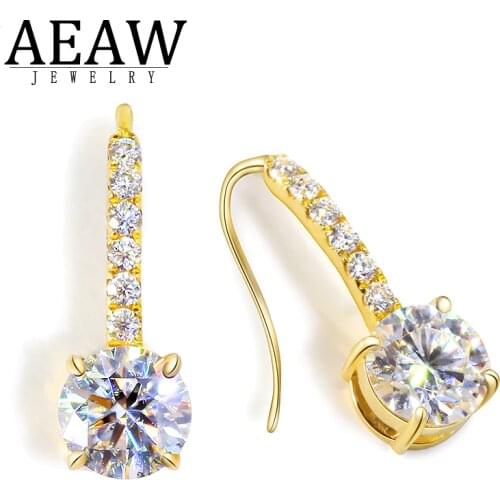1.0ctw 5.0mm DF Color VVS1 Brilliant Round Cut Moissanite Hoop Earring Solid 18k Yellow Gold Fine Jewelry for Women