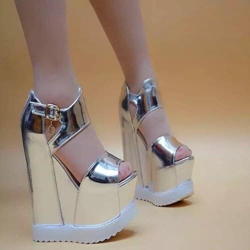 Spring/Autumn 2019 15cm new fish mouth bare boots thick inside the thick inside to increase the height womens single shoes