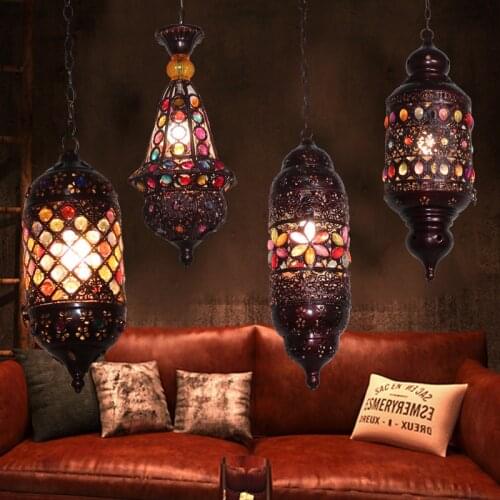 Mediterranean retro sweet booth bar restaurant droplight exotic restaurant bar children colored lights