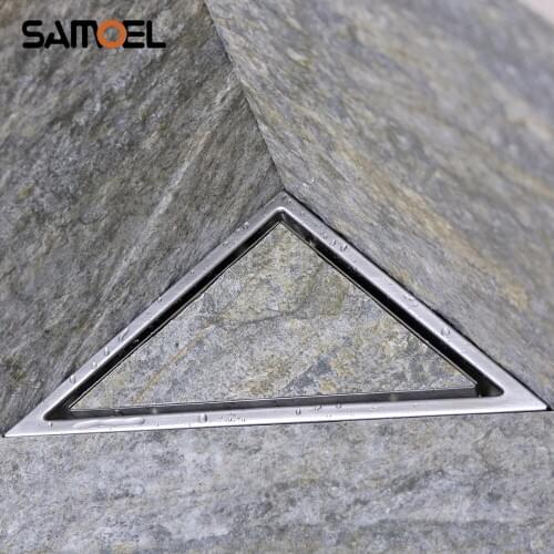 SUS304 Stainless Steel Thicken Bathroom Corner Triangle Floor Drains Shower Room Invisible Floor Drain PD822