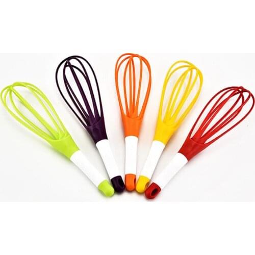 Egg Whisk Non-Slip Easy to Clean Egg Beater Milk Frother Manual Foldable Kitchen Utensil Kitchen Silicone Egg Beater Tool