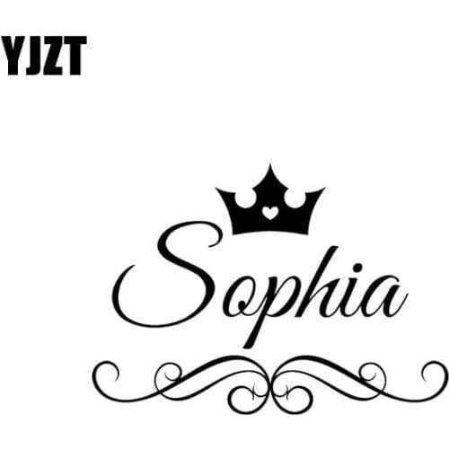 YJZT 12.7CM*8.8CM Sophia Love Crown Vinyl Car Sticker Decals Black/Silver C13-00019