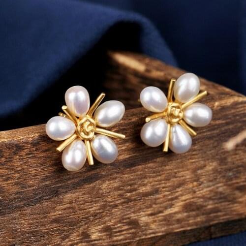 Volta Van Stud Earrings 925 Sterling Silver Freshwater Pearls Pendientes Plata Vintage 2021 New Fine Jewelry Elegant Earrings