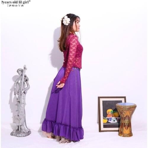 Belly Dance Lace Top Long Sleeve Women Belly Dance Practice Clothes Gypsy Clothing