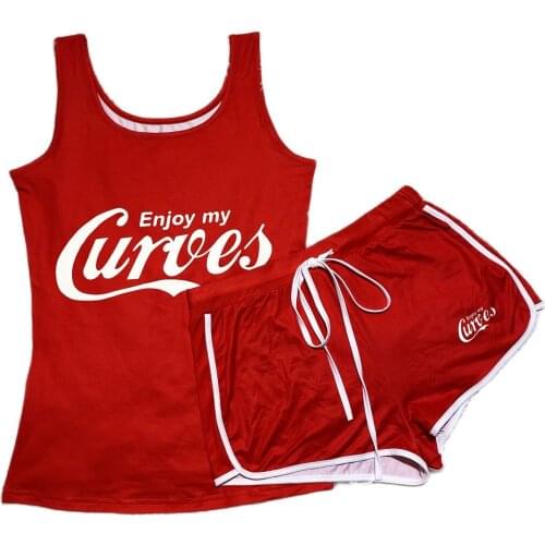 2021 Plus Size Women Summer Short Matching Set Sleeveless Letter Print Lace-up Jersey Two-piece Shorts Sports Vest