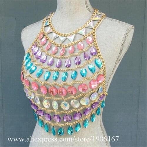 Nightclub DS Female Singers Vest Ballroom Costumes Stage Performance Belly Dance Suit Electric Music Festival Clothing