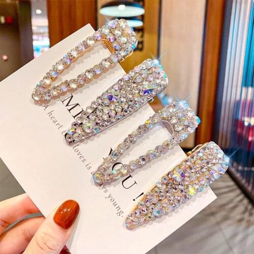 1PC Handmade Crystal Hair Clips Pin for Women Fashion Geometric Flower Barrettes Headwear Girls Sweet Hairpins Hair Accessories