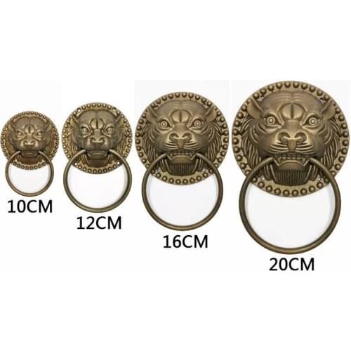 1pcs Antique Door Handle Pure Copper Beast Head Lion Head Tiger Head Pull Ring Retro Solid Wood Door Knocker